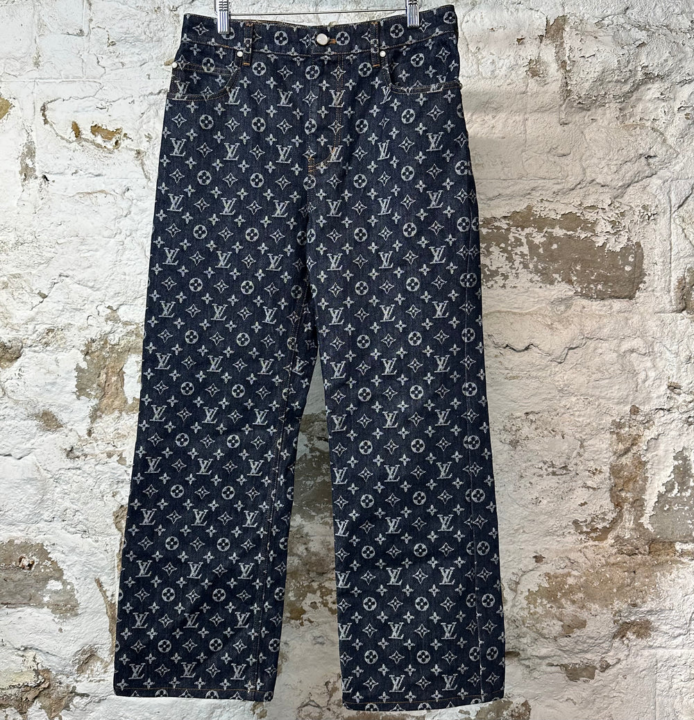 Louis Vuitton Dark Blue Monogram Denim Jeans Sz 30