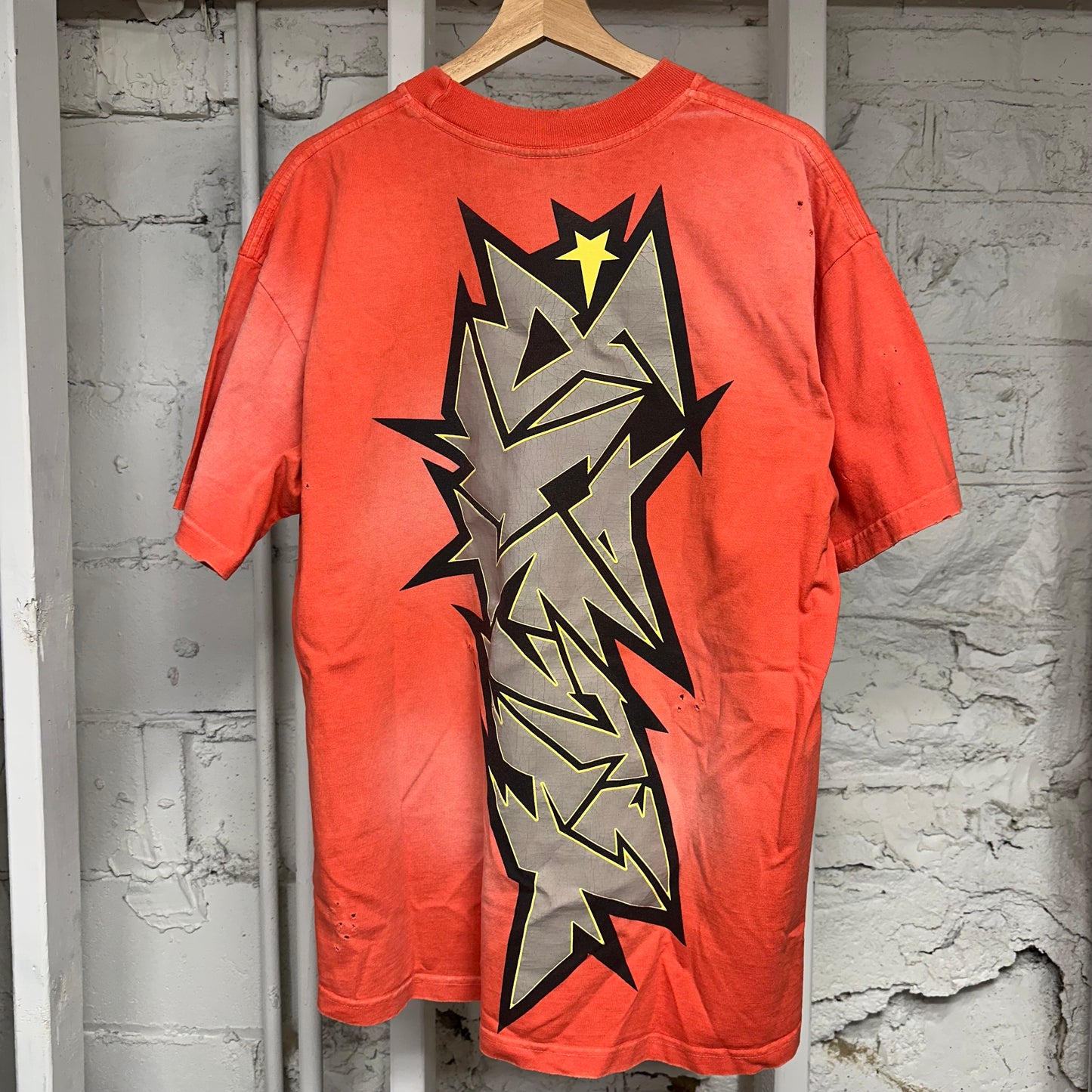 Hellstar Orange Spellout T-Shirt Sz M