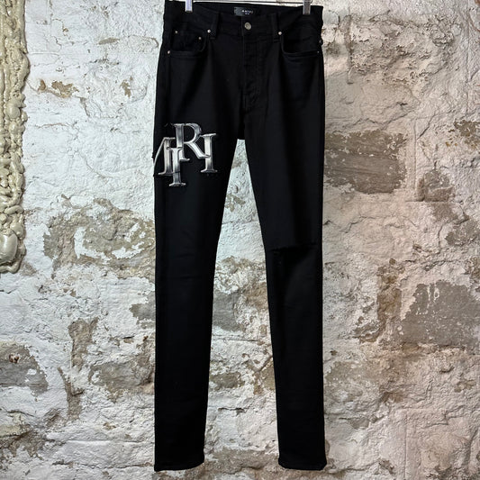 Amiri Chrome Stagger Black Denim Jeans Sz 30