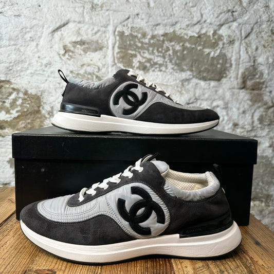 Chanel Black CC Triple Grey Trainer Sneaker Sz 10 (43)