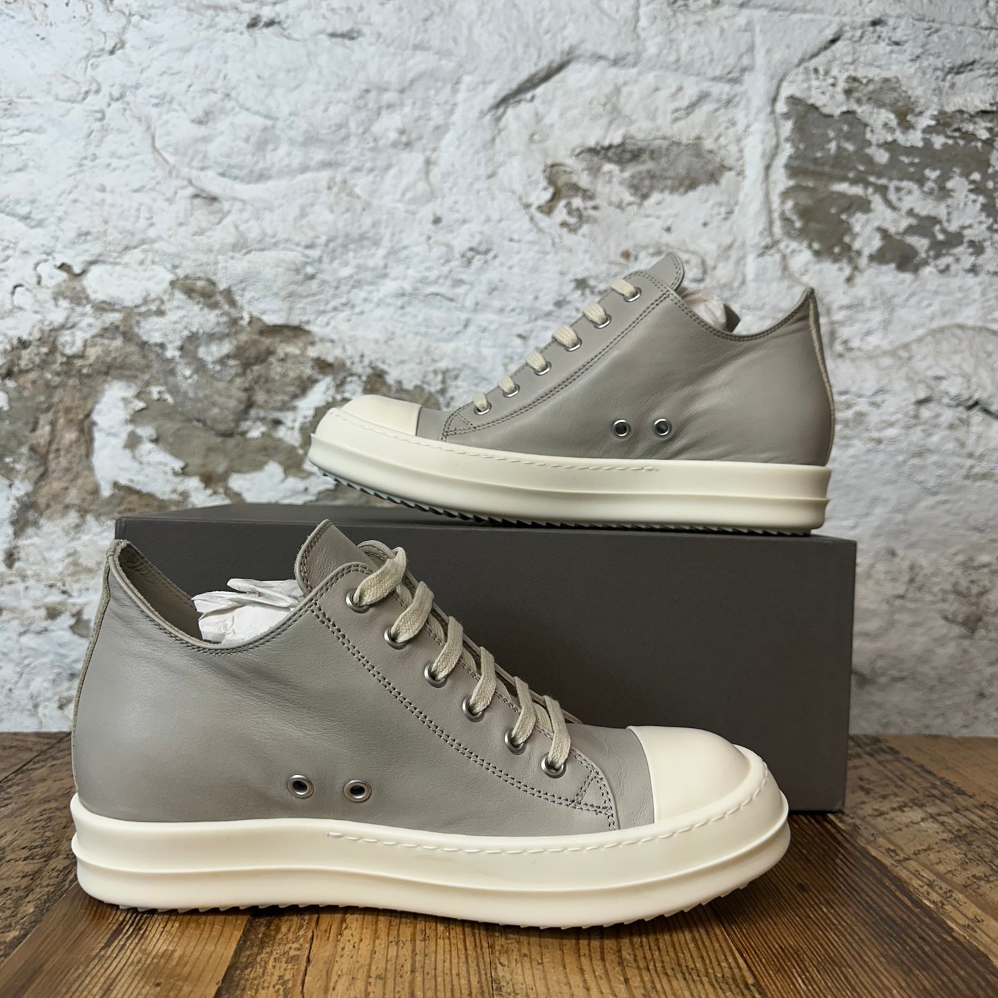 Rick Owens Leather Pearl Milk Sneaker DS