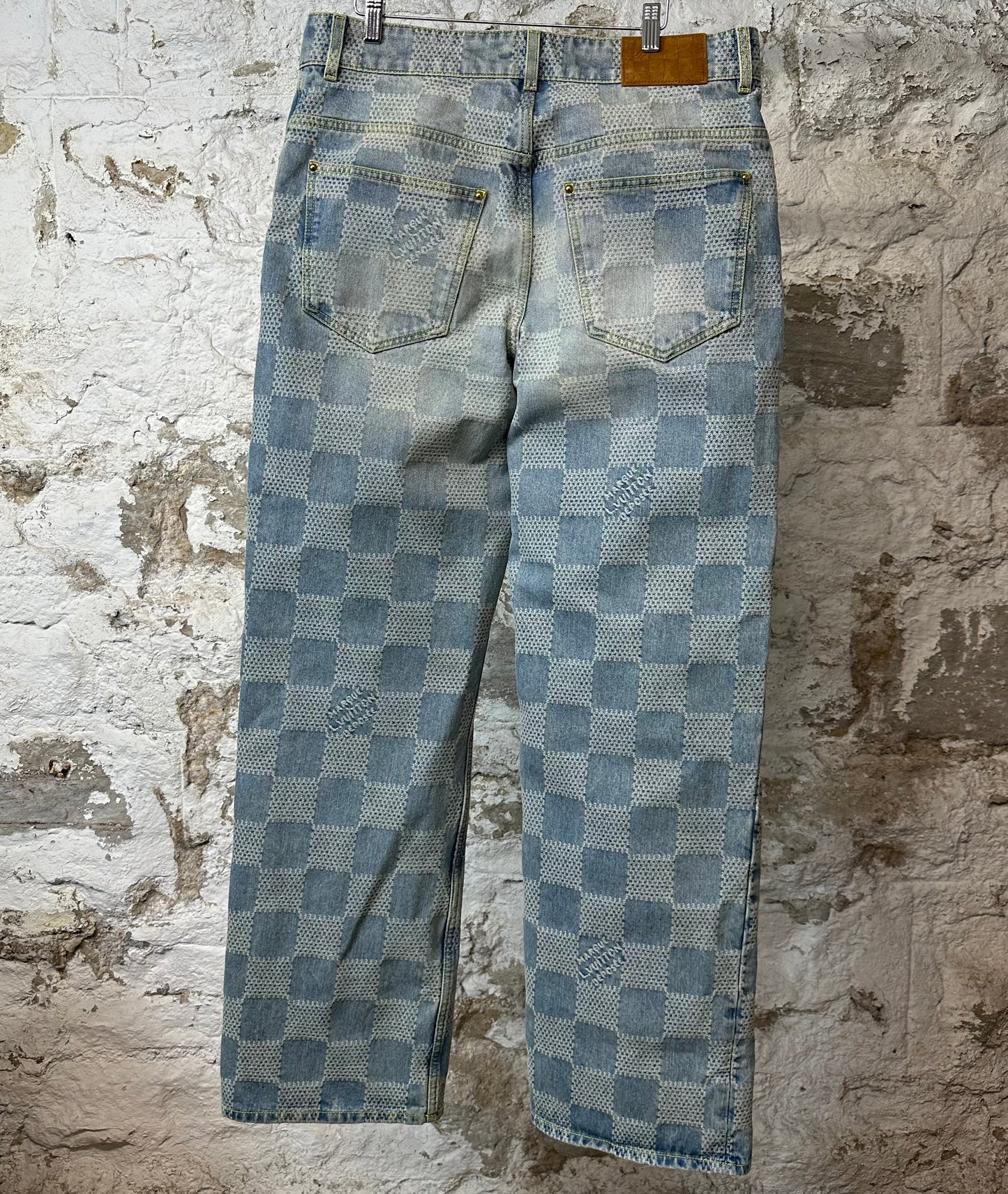 Louis Vuitton 3D Damier Blue Denim Jeans Sz 34