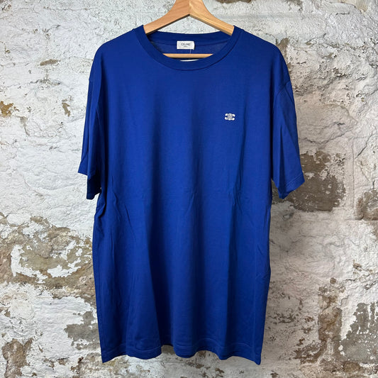 Celine Triomphe Logo Blue T-Shirt Sz L