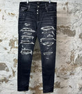 Amiri MX1 Black Paisley Grey Denim Jeans Sz 38