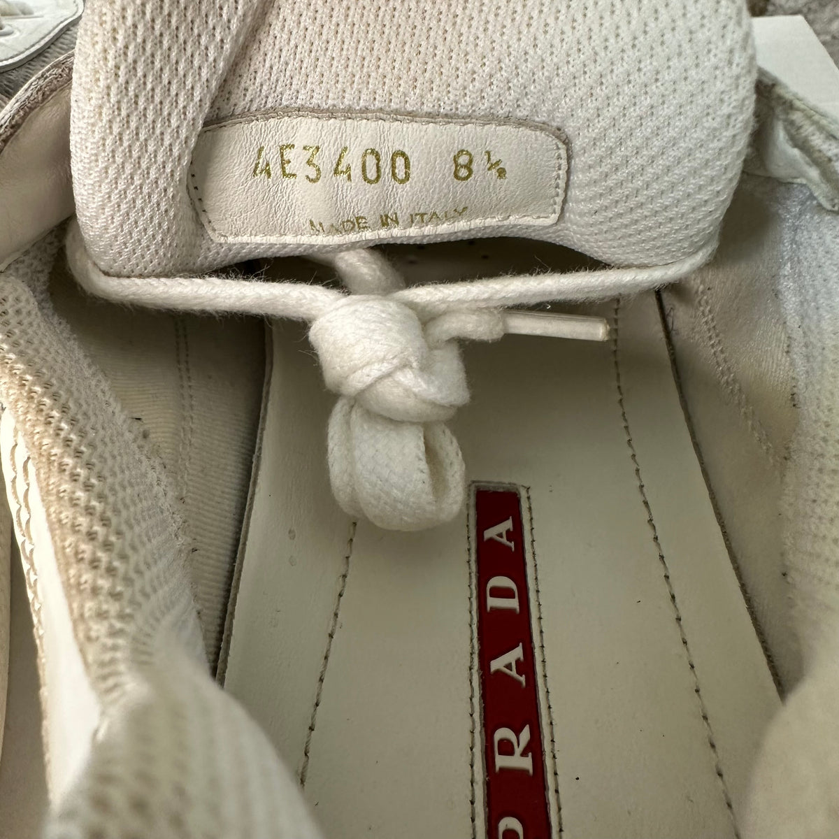 Prada Americas Cup White Patent Sneaker Sz 8.5
