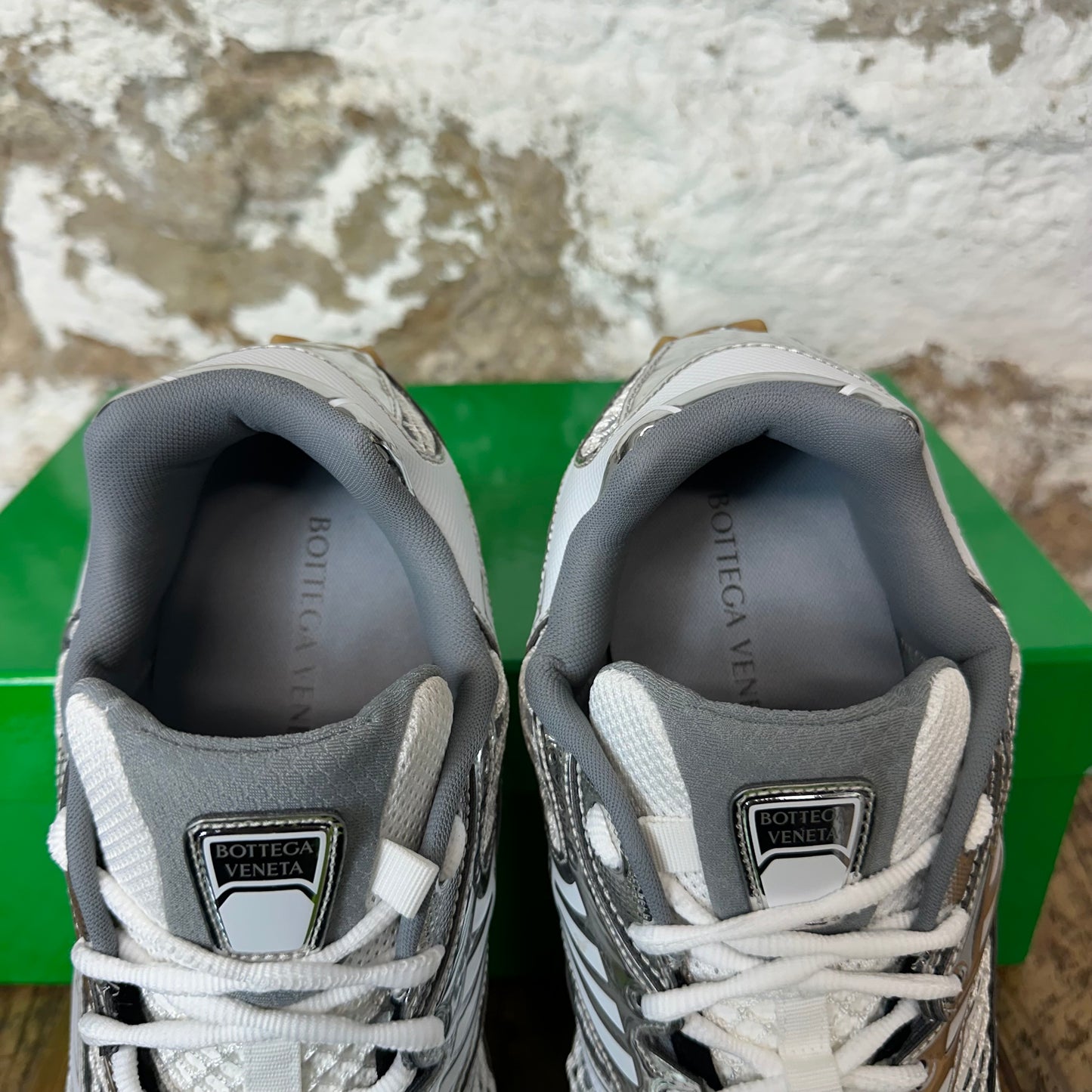 Bottega Veneta Silver White Orbit Sneaker Sz 12 (45) DS