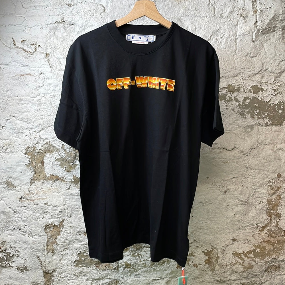 Off-White Gold Spellout T-shirt Black Sz XS DS