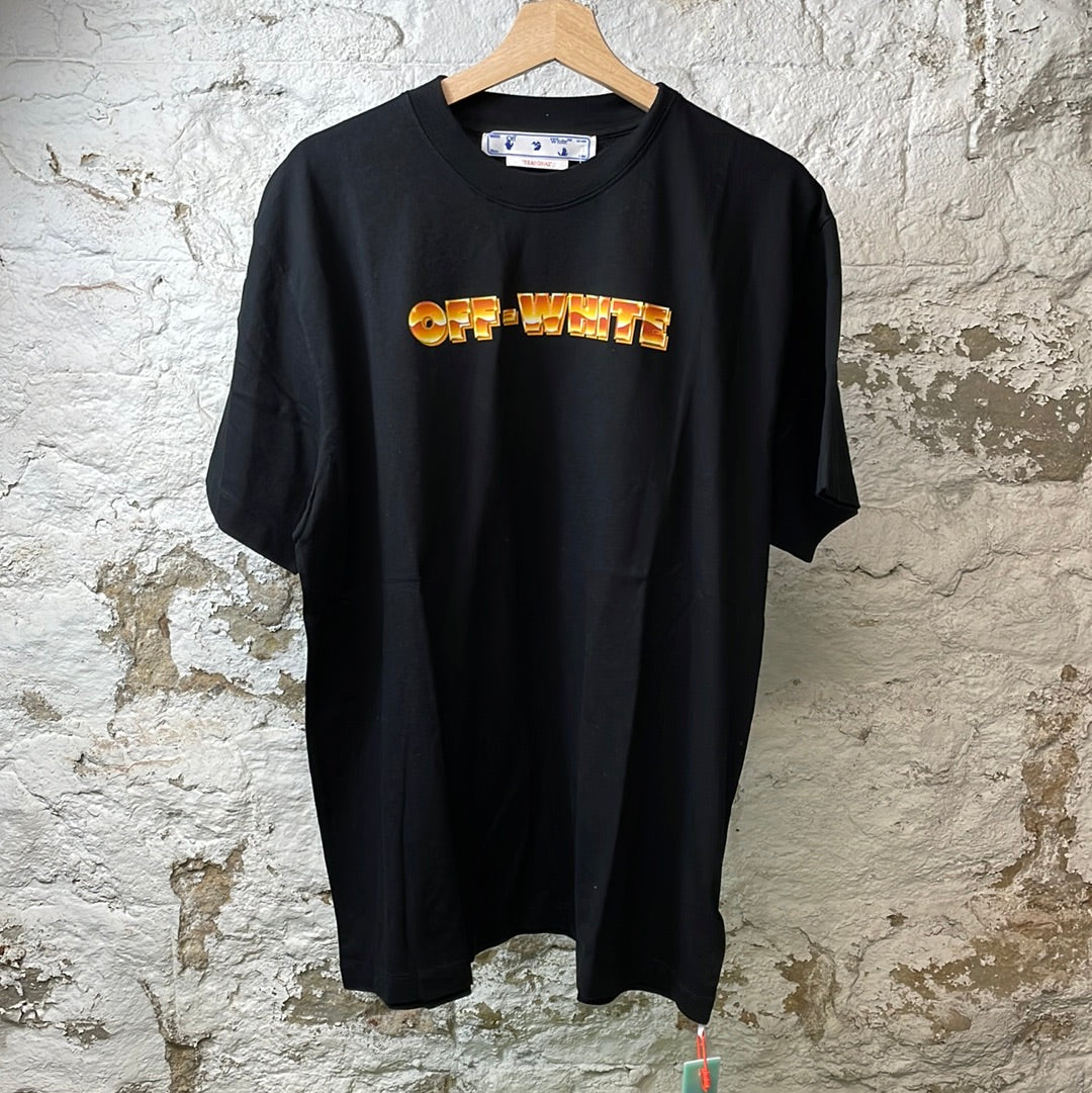 Off-White Gold Spellout T-shirt Black Sz XS DS