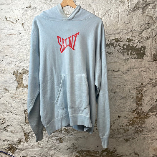 Saint Michael Blue Spellout Hoodie Sz XL