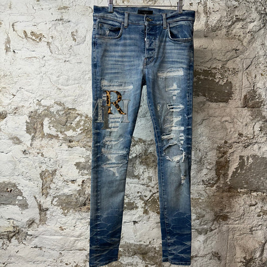 Amiri Vintage Stagger Logo Blue Denim Jeans Sz 32