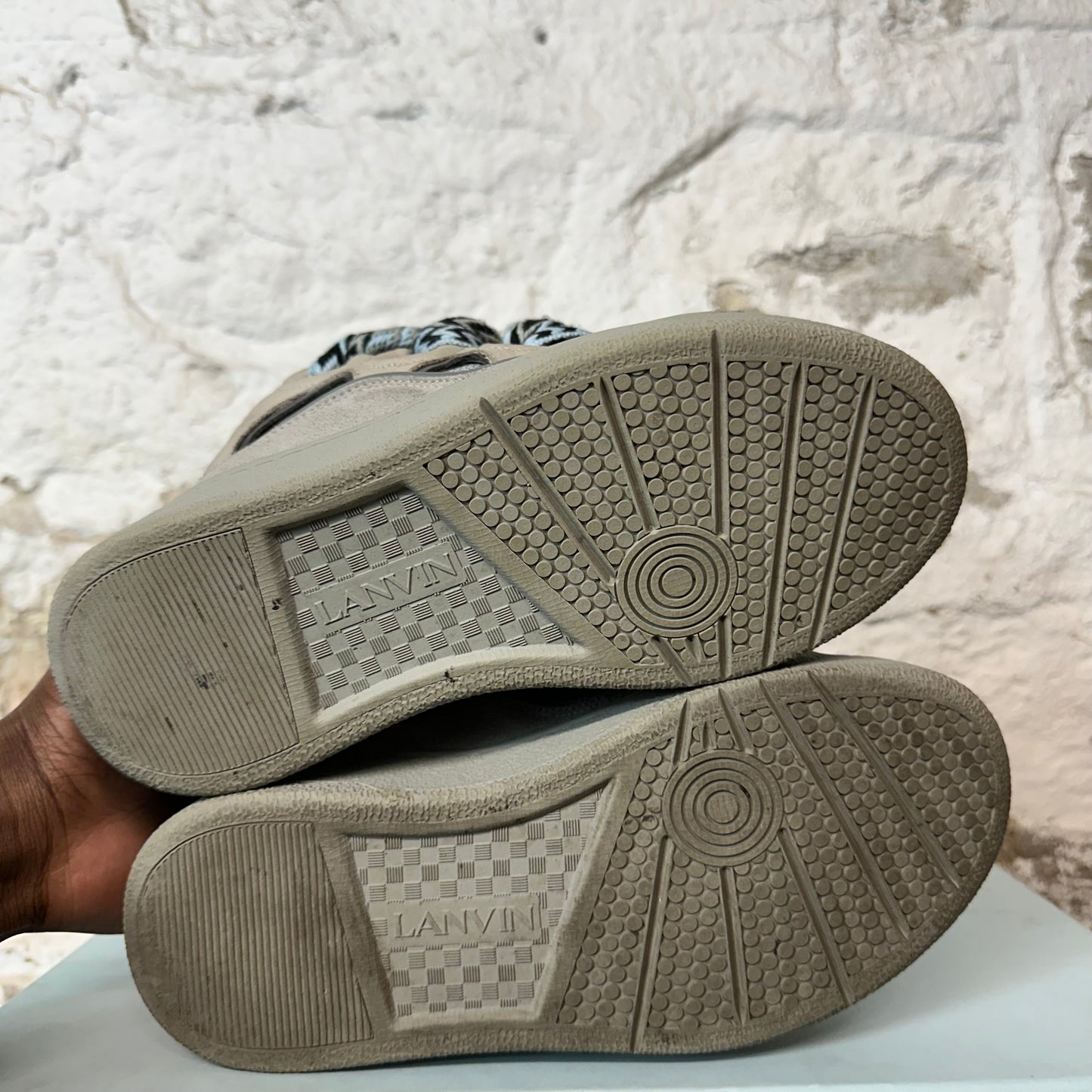 Lanvin Curb Blue Lace Grey Sneaker Sz 4.5 (36)