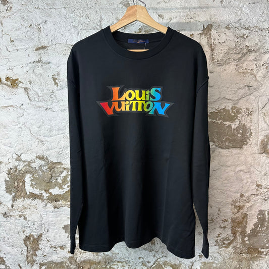 Louis Vuitton Rainbow Fade Spell Black Long Sleeve Sz XL