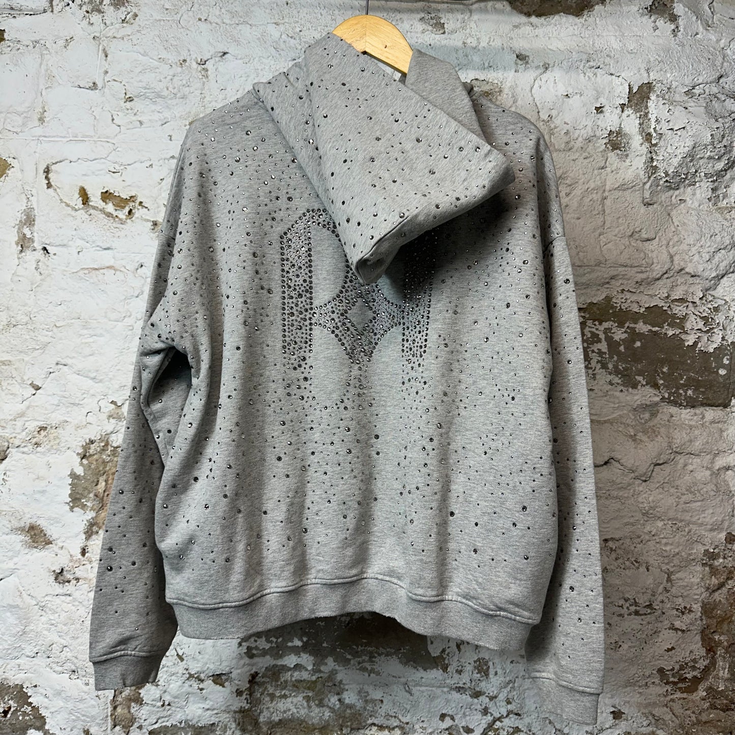 Birth Of Royal Child Rhinestone Hoodie Grey Sz S