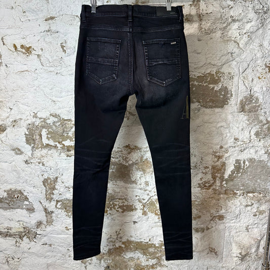 Amiri MX1 Camo Spell Black Denim Jeans Sz 32