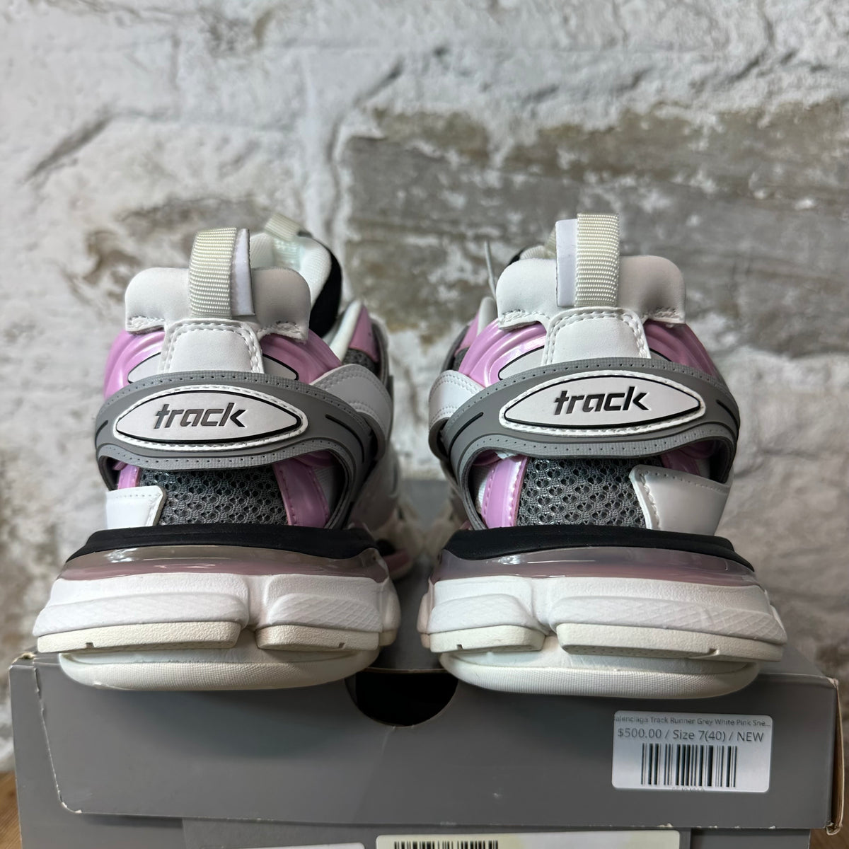 Balenciaga Track Runner Grey White Pink Sneaker Sz 7 (40) DS