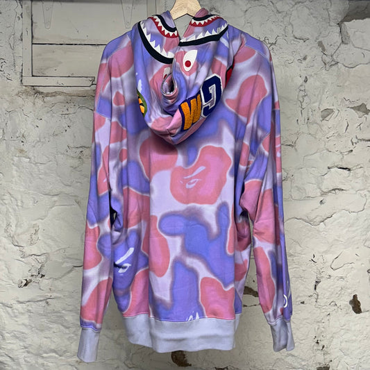 Bape Pink Purple Camo Shark Hoodie Sz XXL