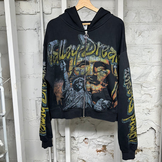 Vale Liberty Black Zip Up Hoodie Sz S