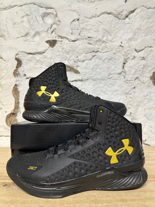 Under Armour Curry 1 Black And Gold Banner Sz 10 DS