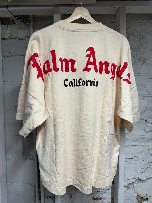 Palm Angels Greetings From Cream T-shirt Sz S