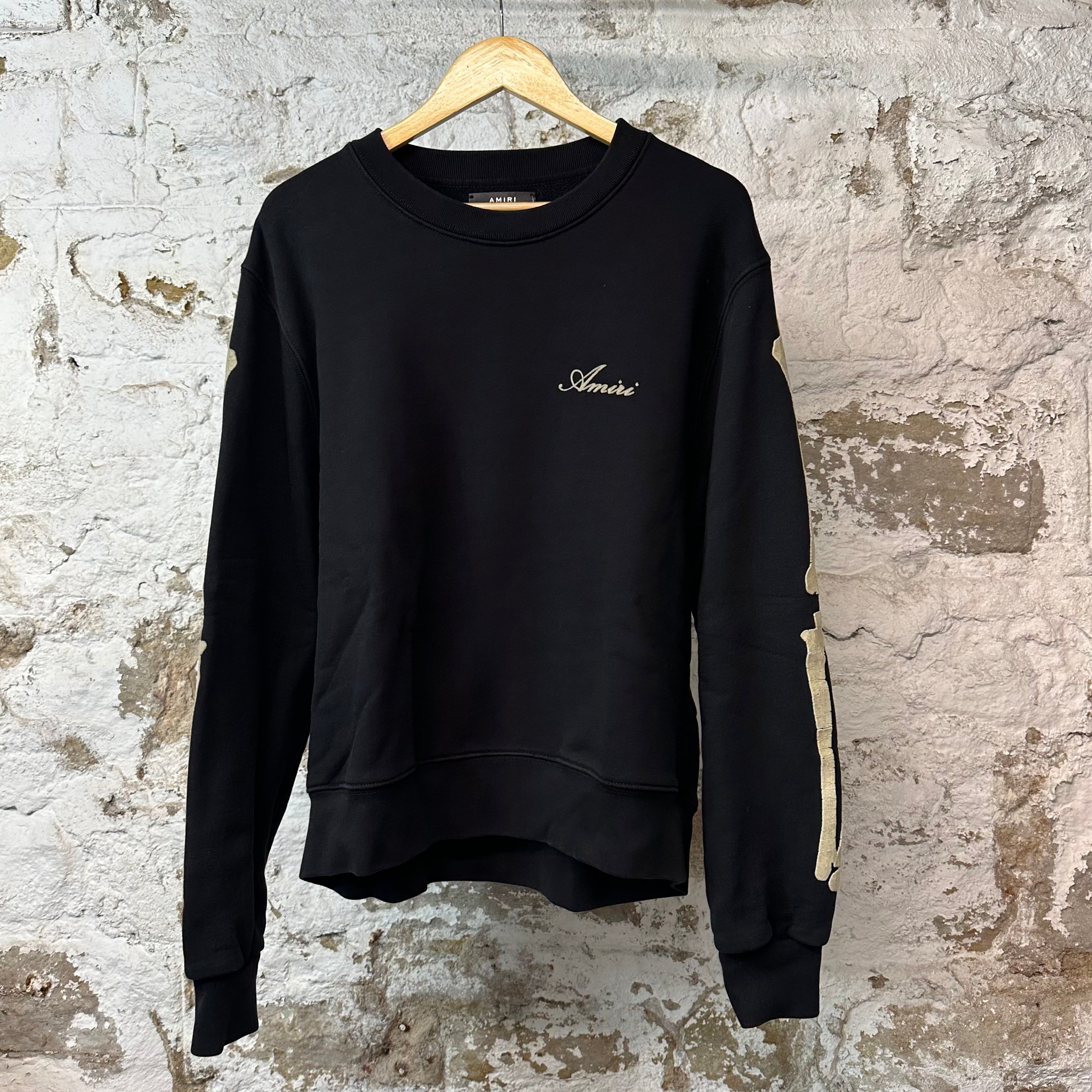 Amiri Cream Bone Sleeve Crewneck Black Sz L