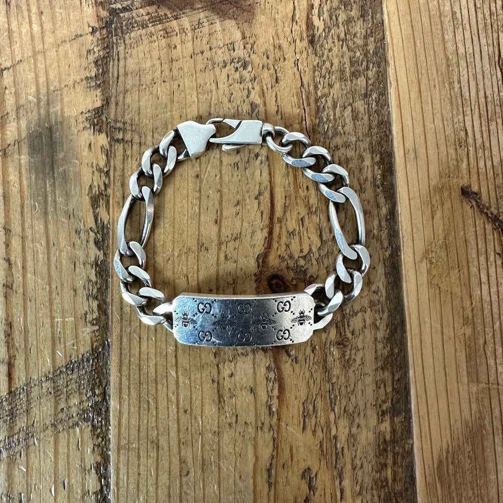 Gucci Bee Engraved Silver Bracelet