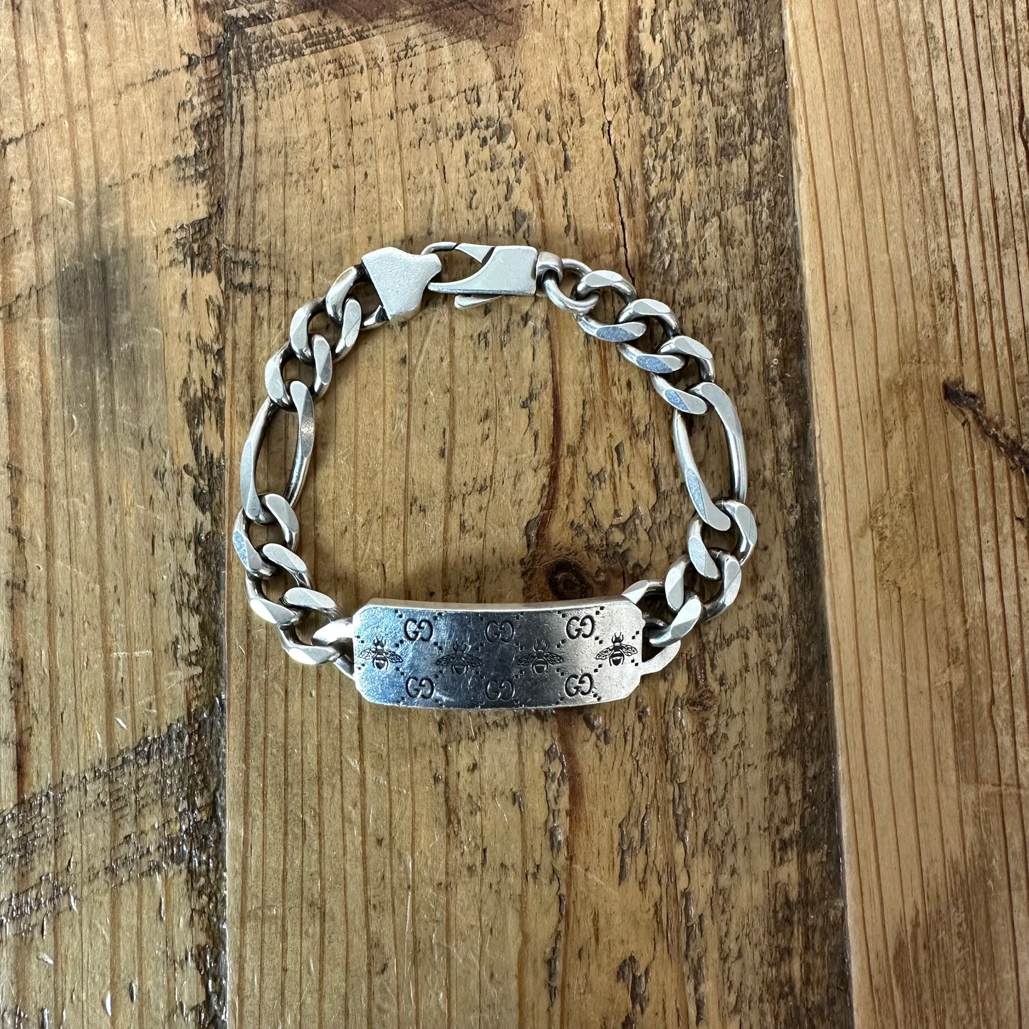 Gucci Bee Engraved Silver Bracelet