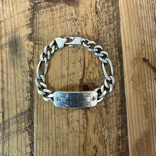 Gucci Bee Engraved Silver Bracelet