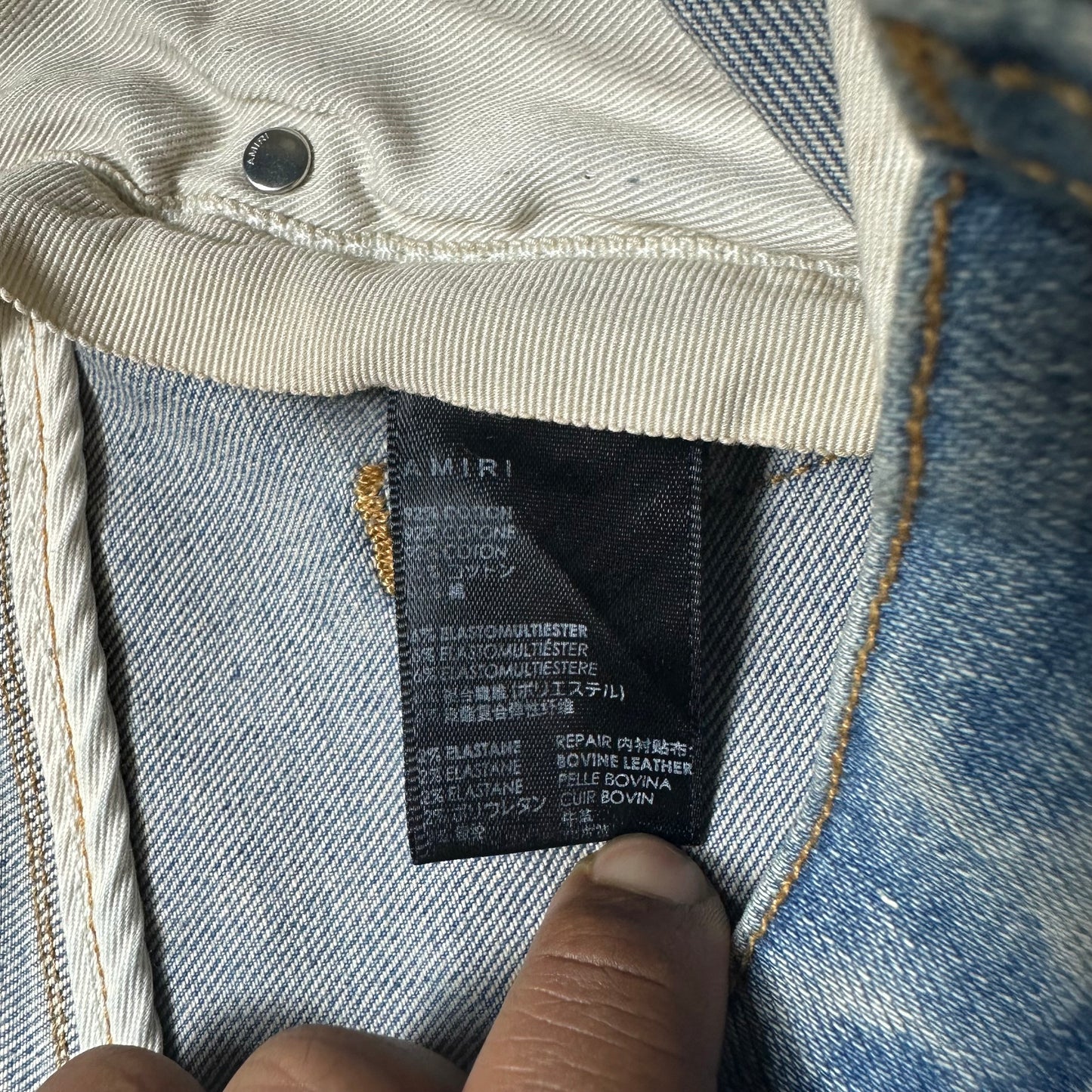 Amiri MX1 Camo Spell Blue Denim Jeans Sz 32
