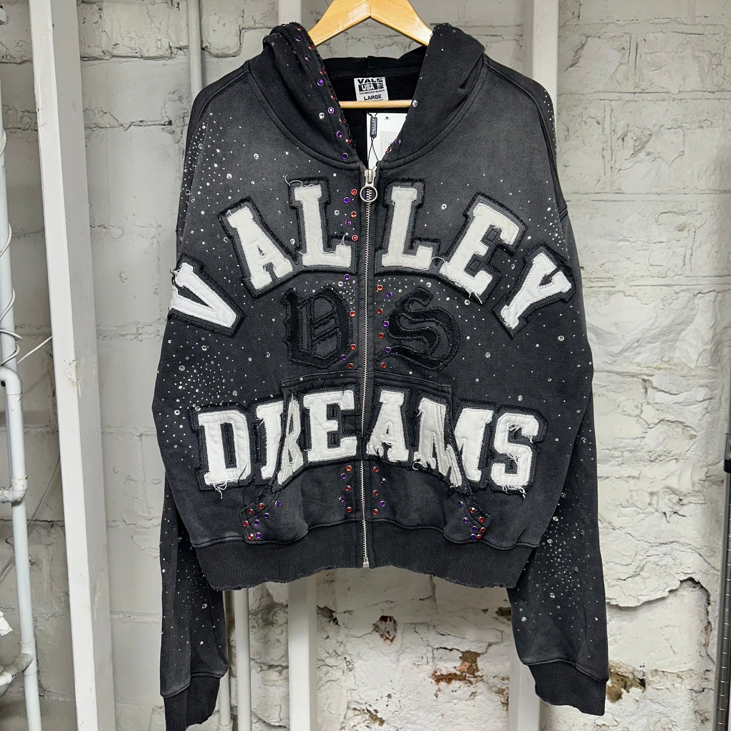 Vale Classico Black Zip Up Hoodie Sz L