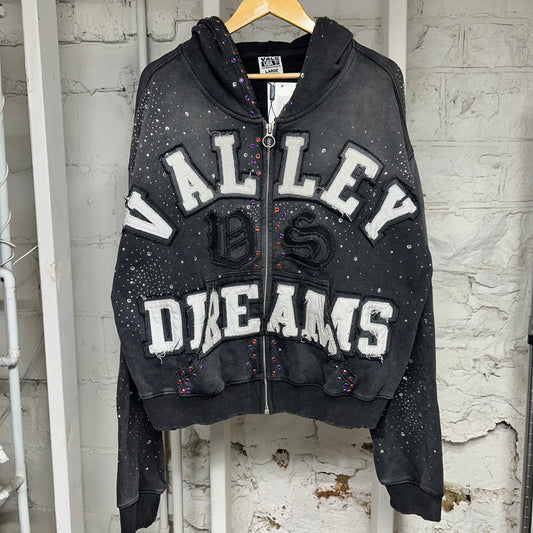 Vale Classico Black Zip Up Hoodie Sz L