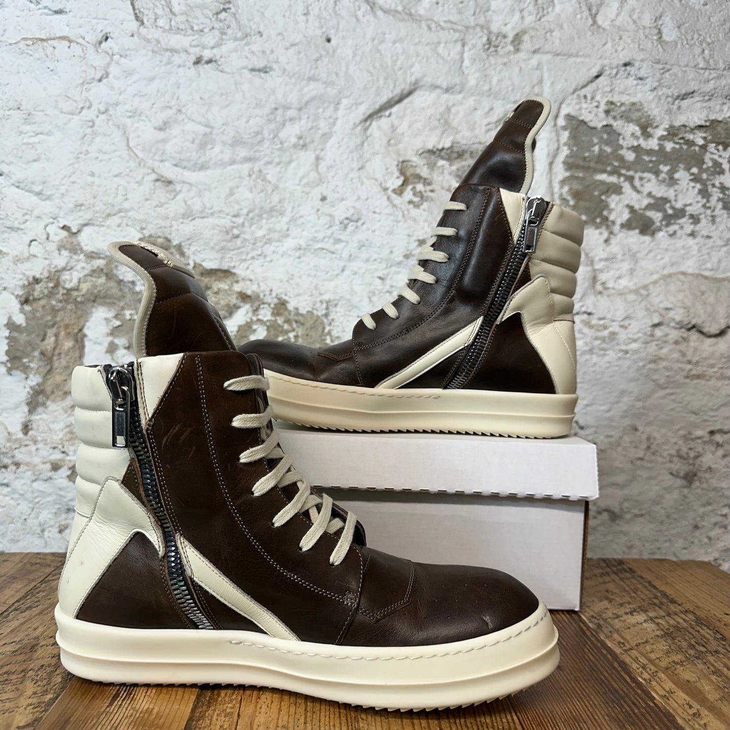 Rick Owens High Geobasket Brown Milk Sneaker Sz 8 (41)