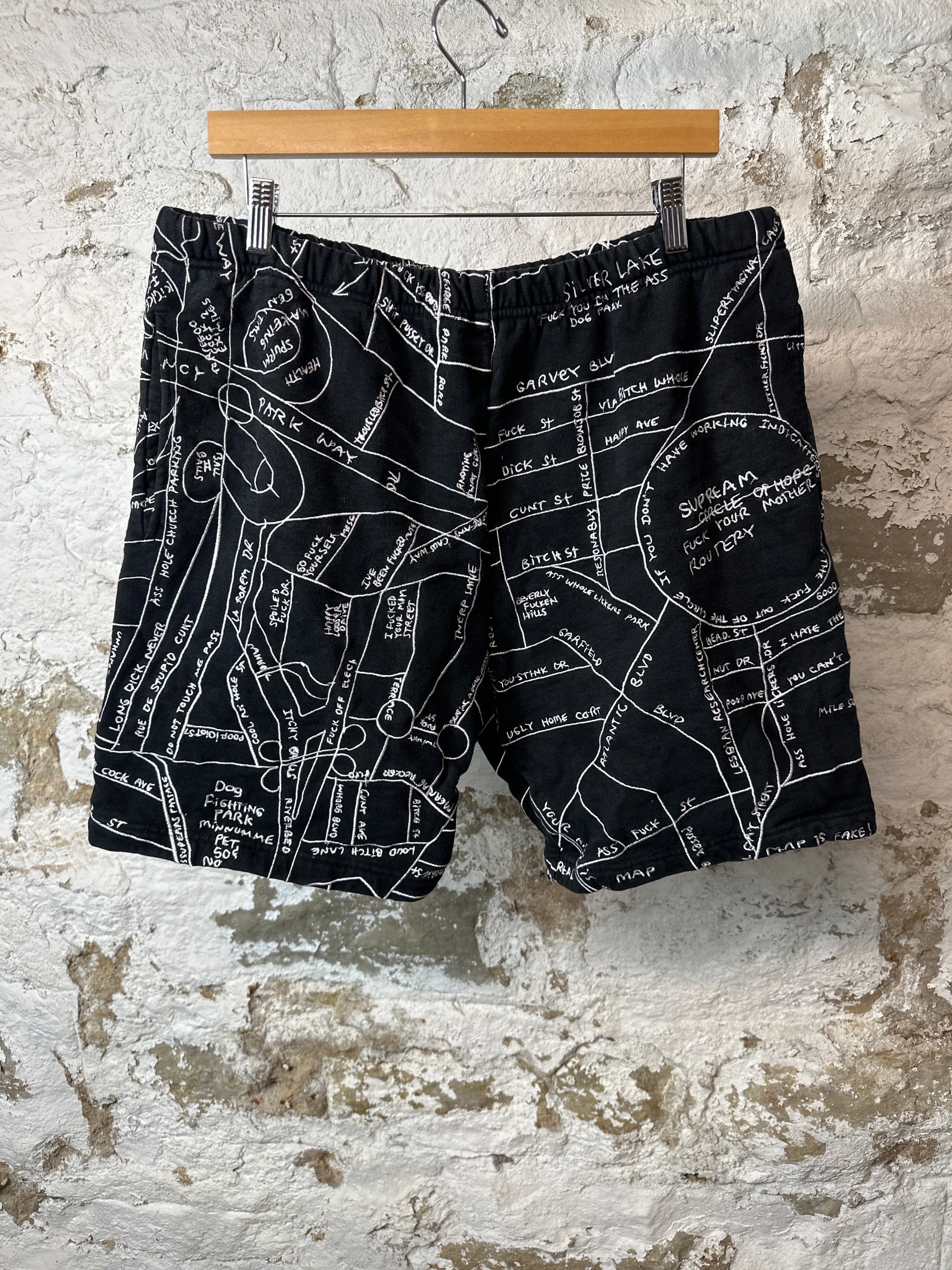 Supreme Street Embroidered Black Shorts Sz L