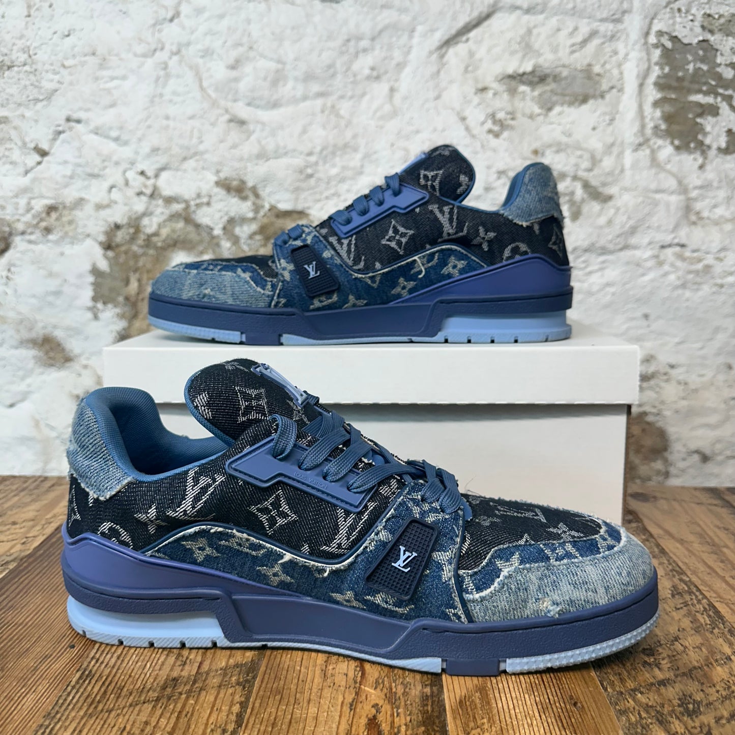Louis Vuitton Blue Denim Patchwork Trainer Sz 10.5 (9LV) No Box