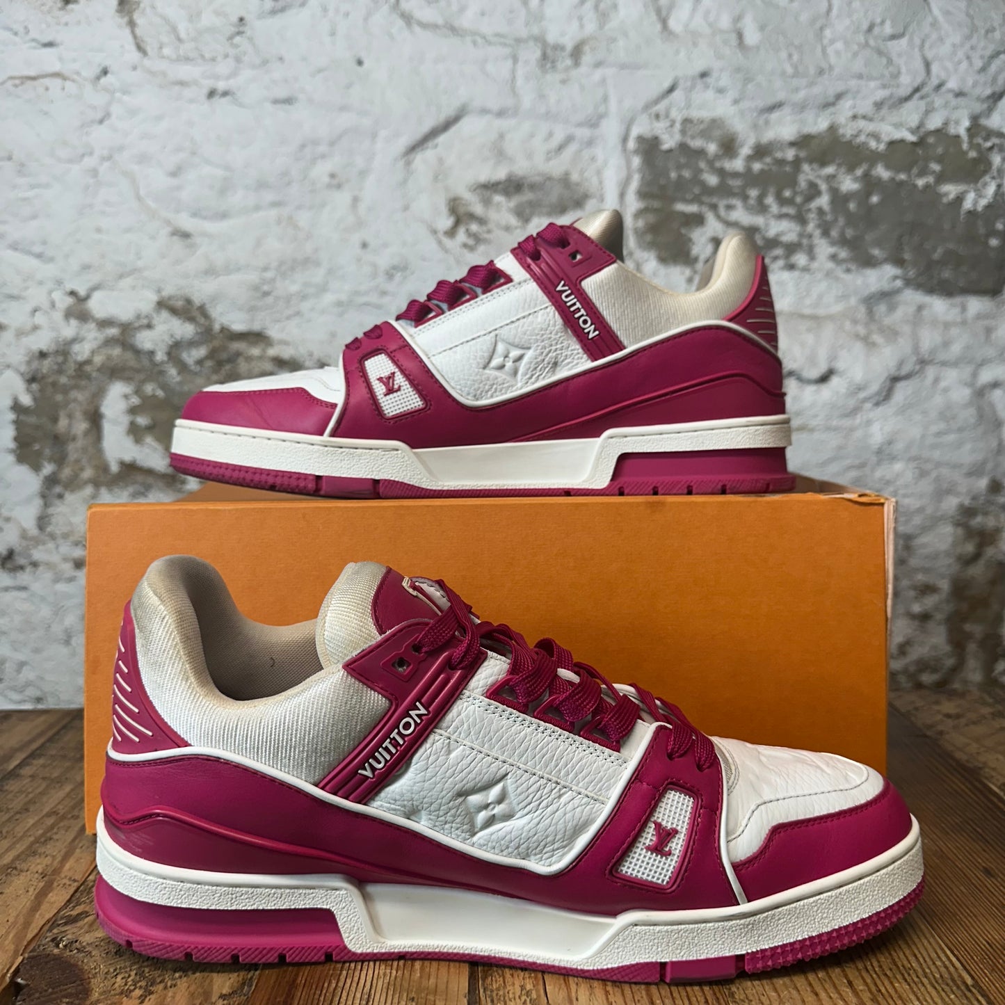 Louis Vuitton Pink White Monogram Trainer Sneaker Sz 11 (9.5LV)