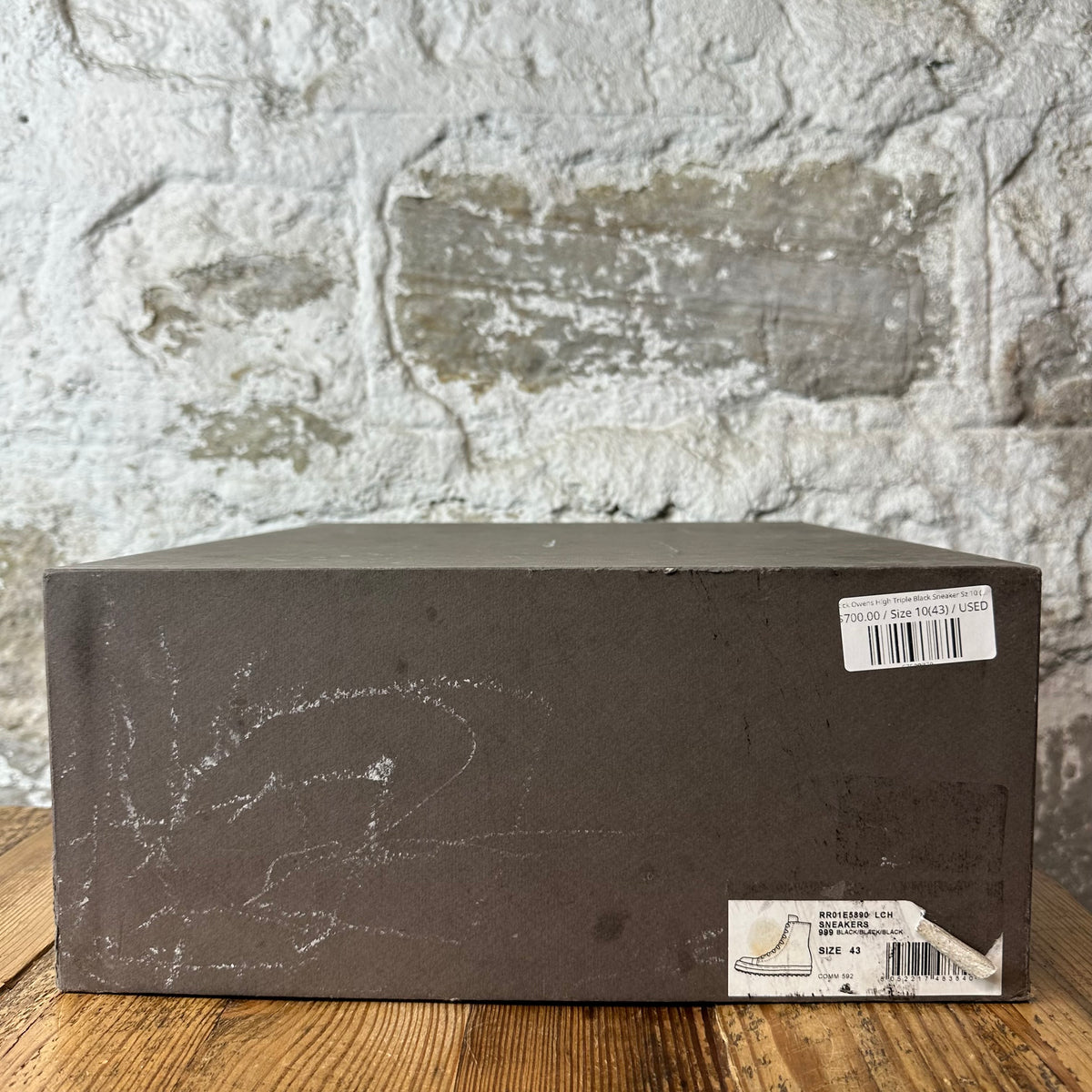 Rick Owens High Triple Black Sneaker Sz 10 (43)