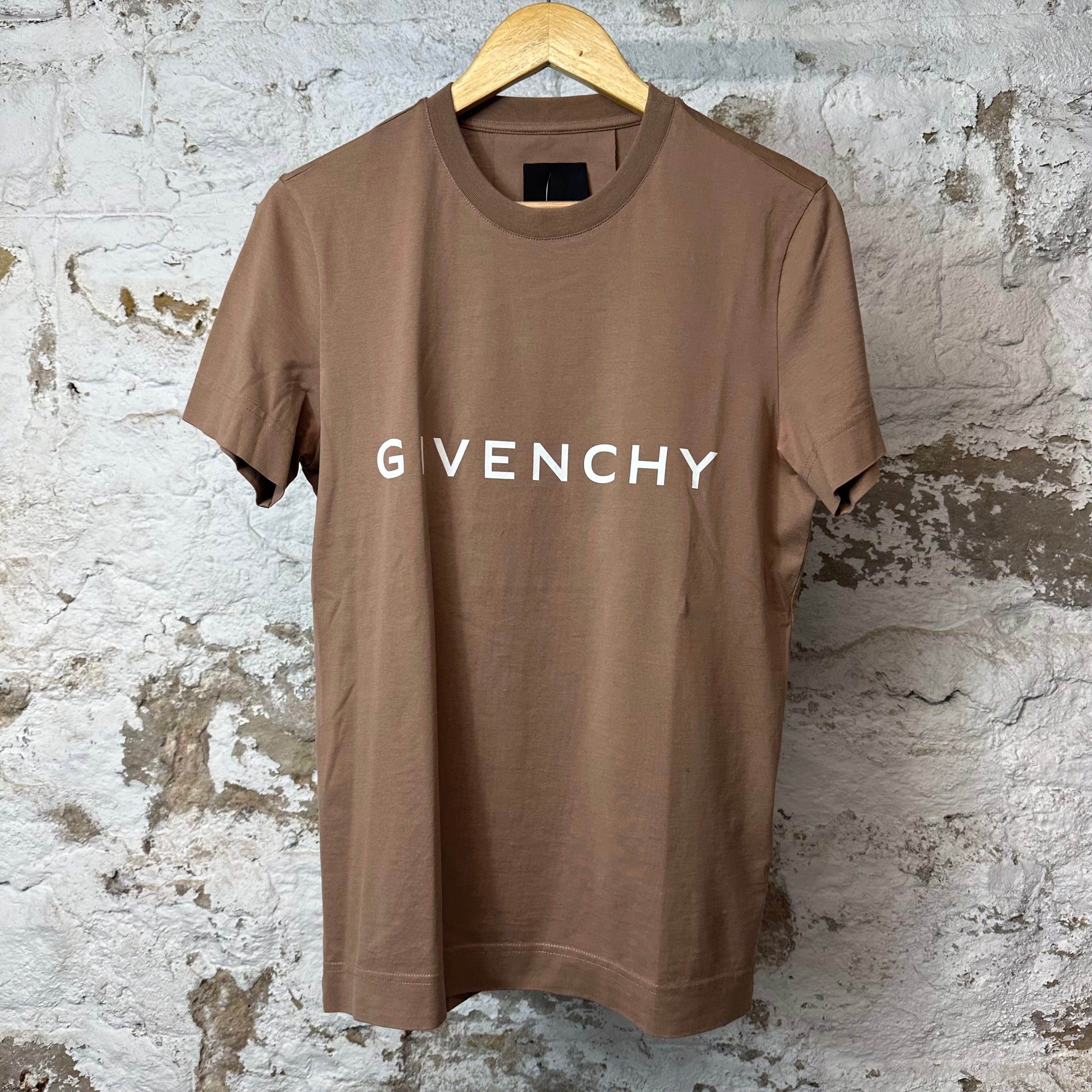 Givenchy White Spellout T-shirt Brown Sz XS