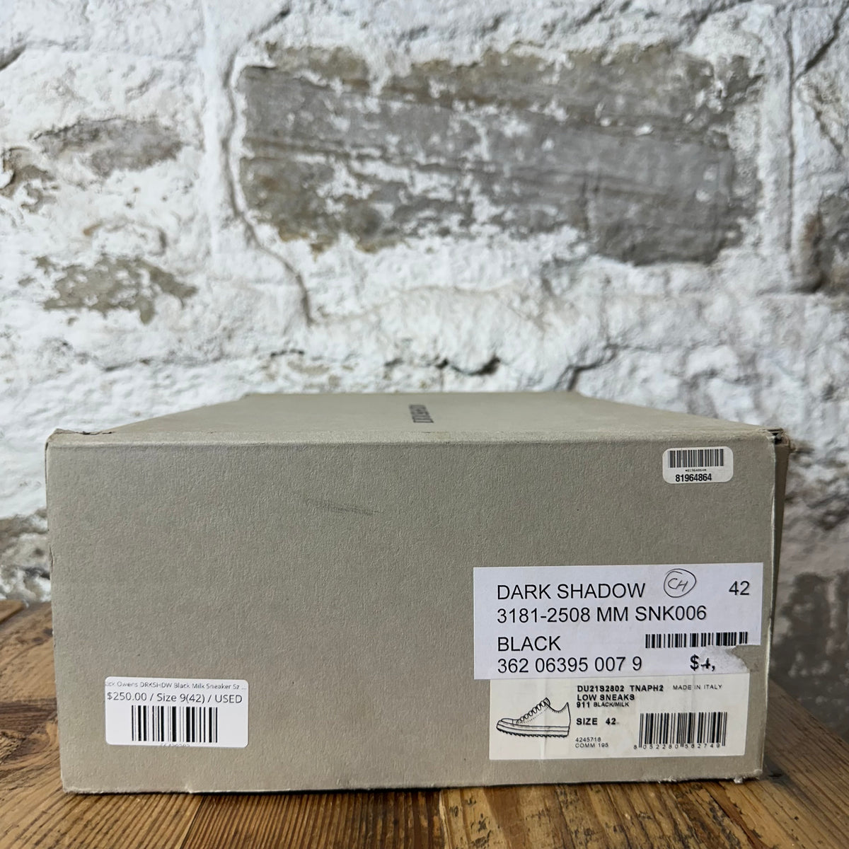 Rick Owens DRKSHDW Black Milk Sneaker Sz 9 (42)