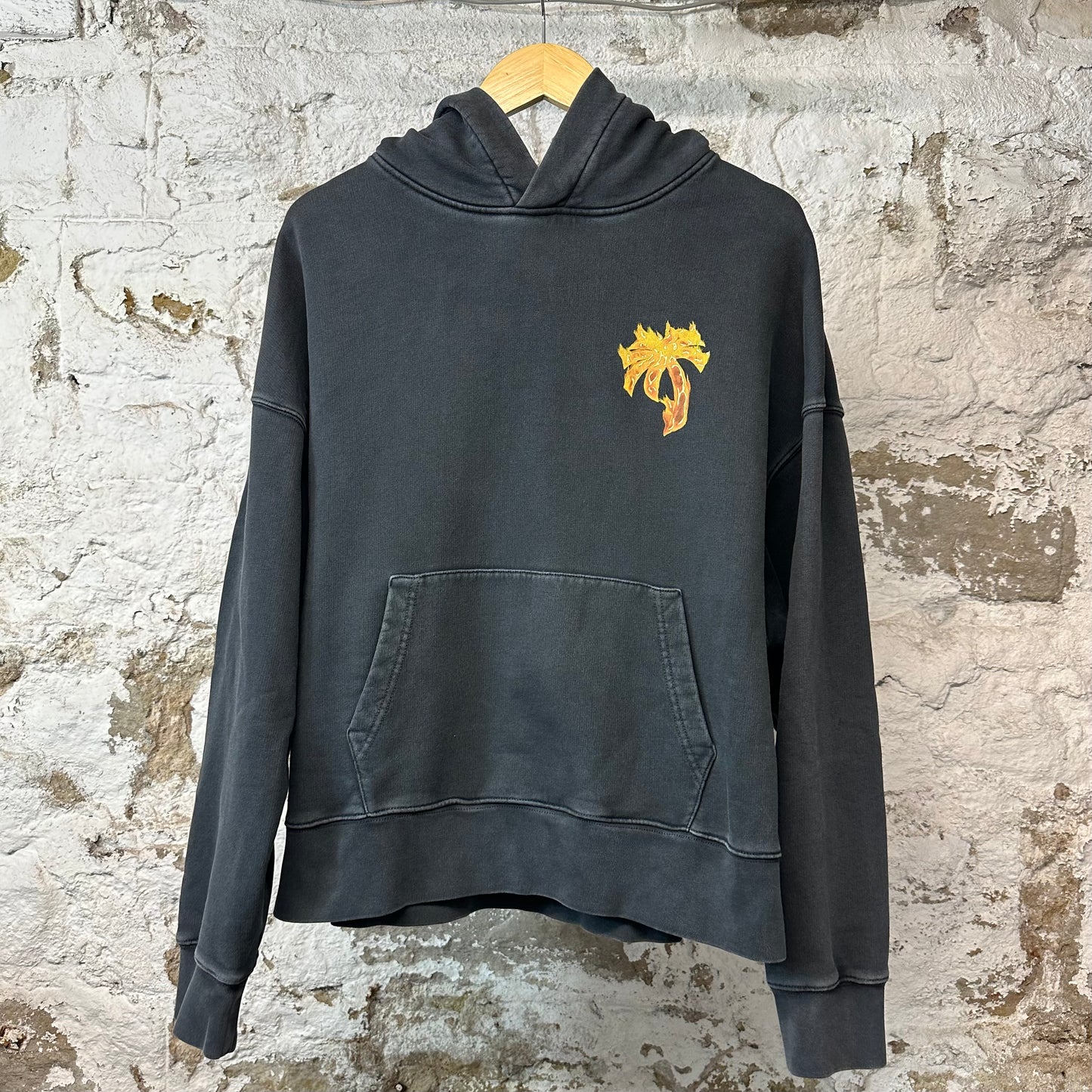 Palm Angels Flame Logo Hoodie Black Sz S