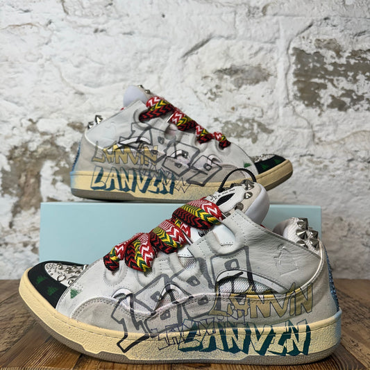Lanvin Curb Grafitti Studded Grey Sneaker