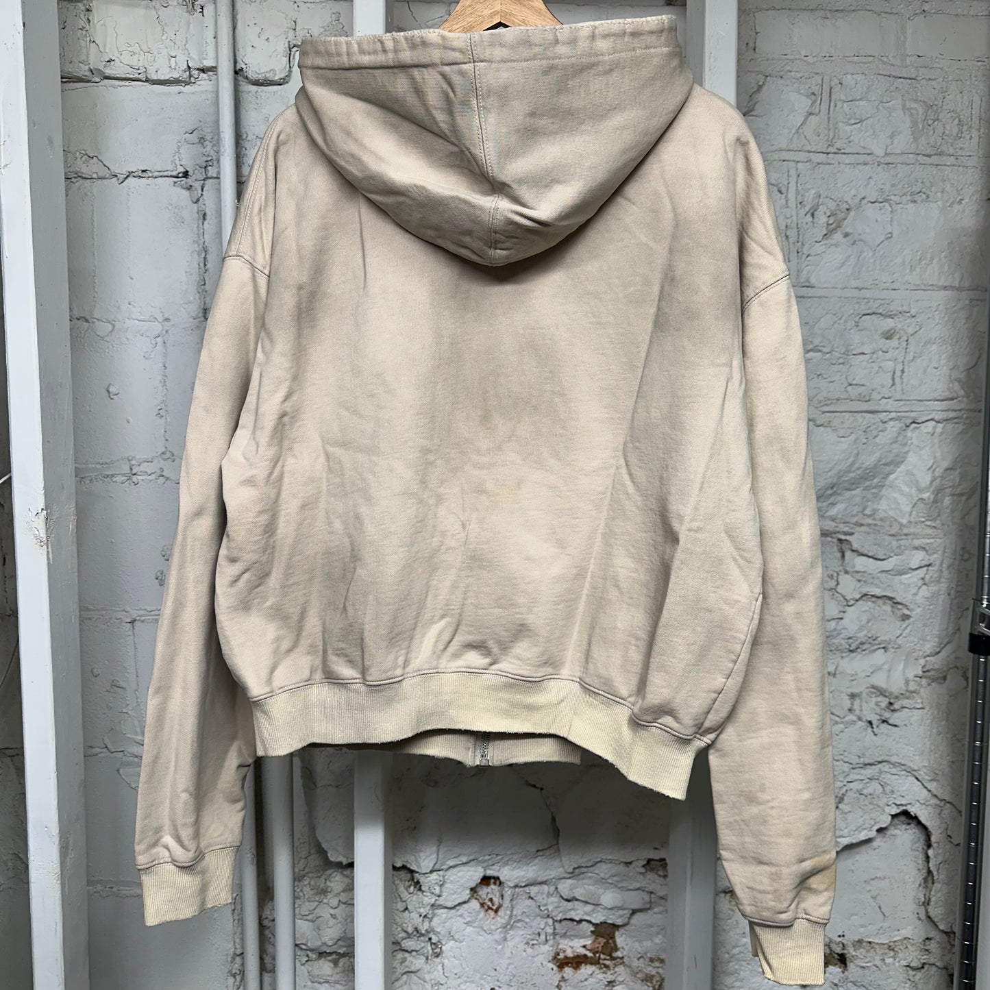 Vale Garden Beige Zip Up Hoodie Sz M