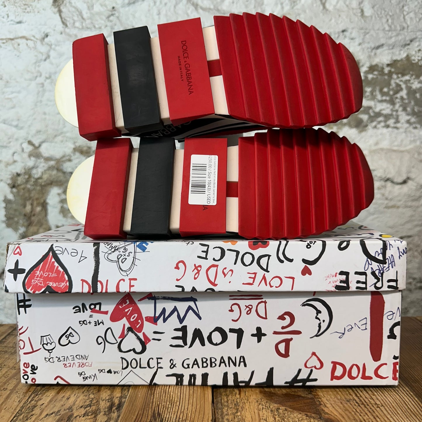 Dolce Gabbana Red White Black Sorrento Sneaker Sz 10 (43)
