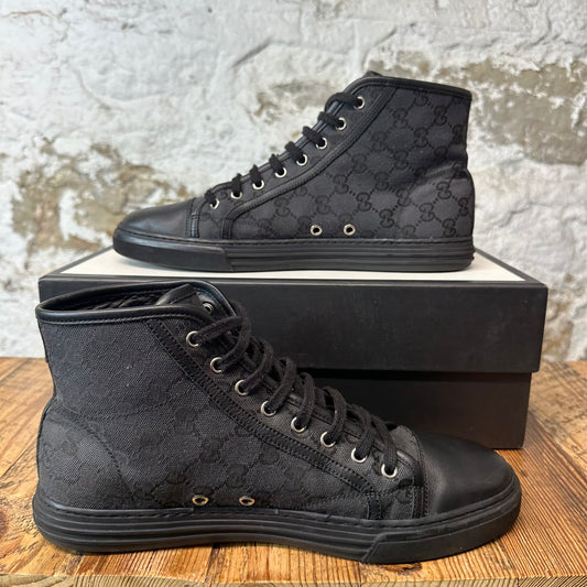 Gucci High Black GG Monogram Sneaker Sz 9.5