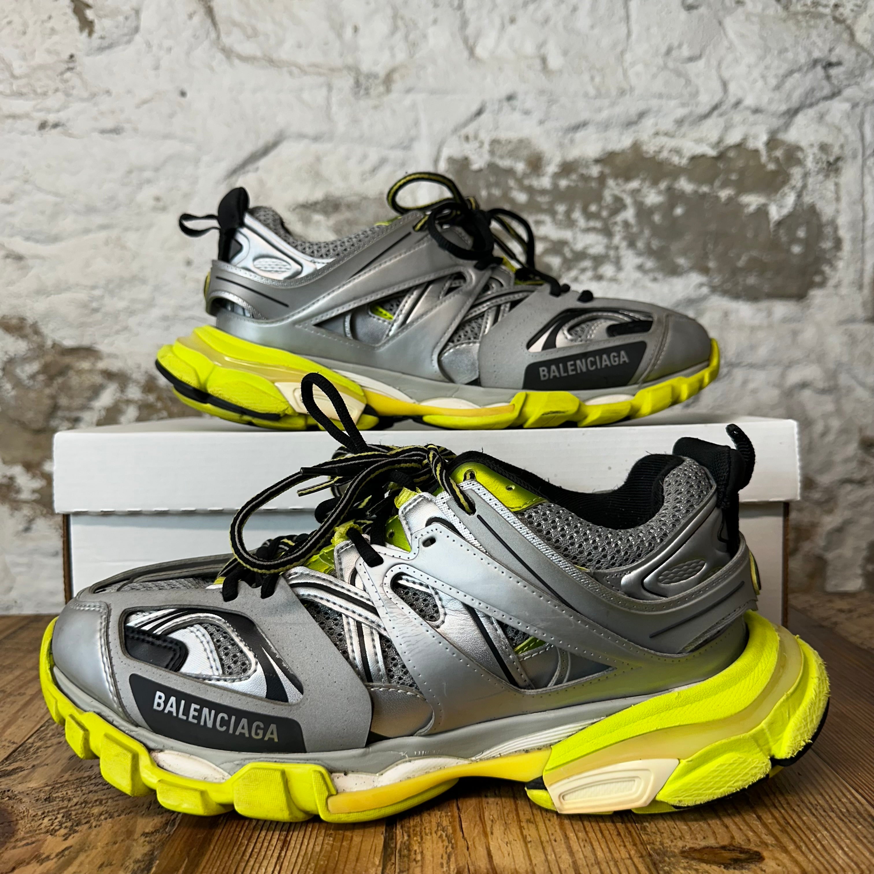 Balenciaga Track Runner Silver Neon Sneaker Sz 8 (41)