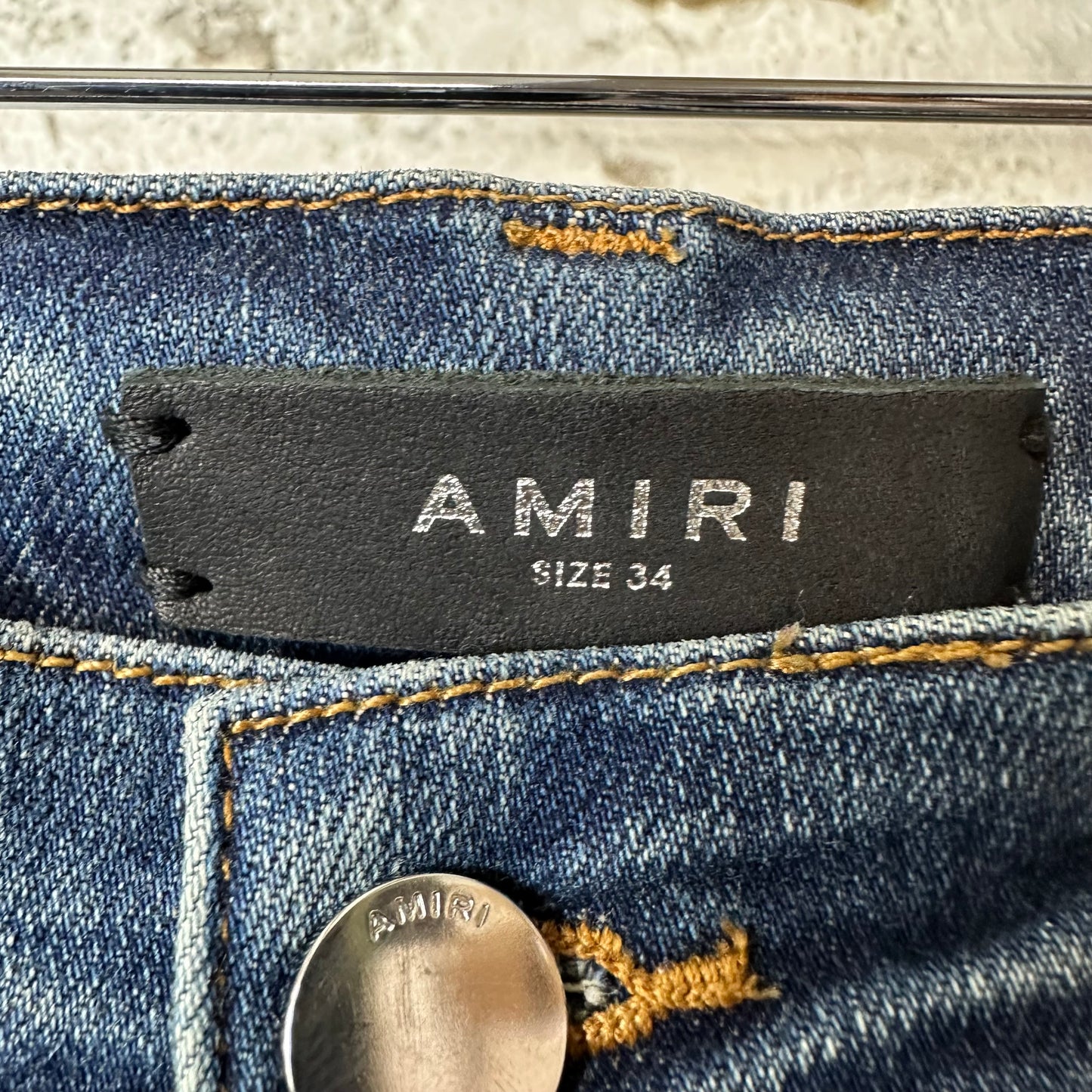 Amiri MX1 Blue Plaid Flannel Dark Blue Denim Jeans Sz 34