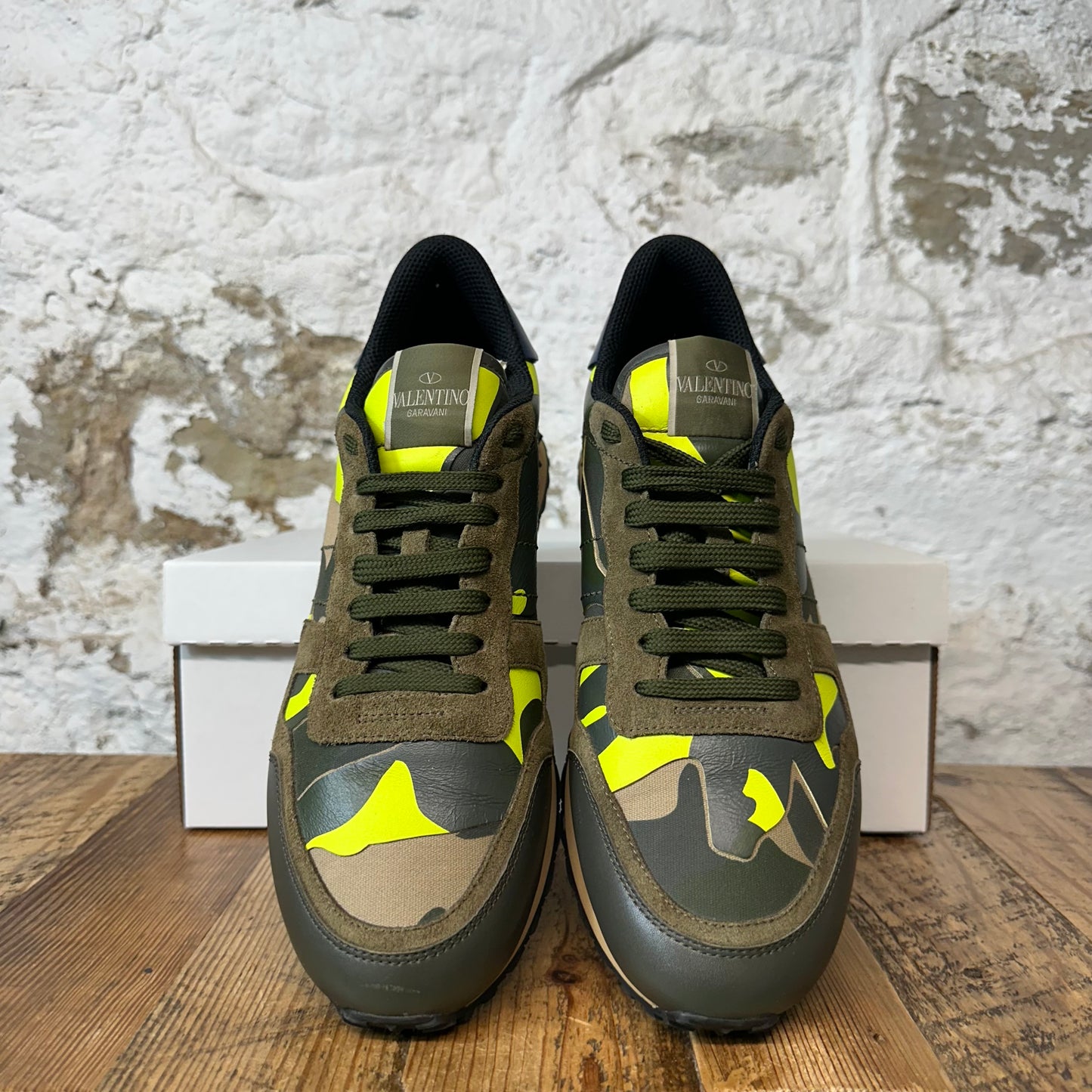 Valentino Green Yellow Camo Rock Runner Sneaker Sz 10 (43) No Box