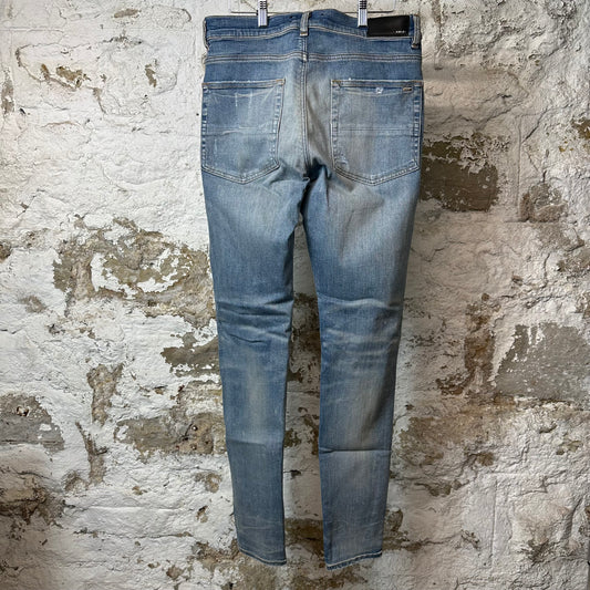 Amiri MX1 Red Suede Blue Denim Jeans Sz 34