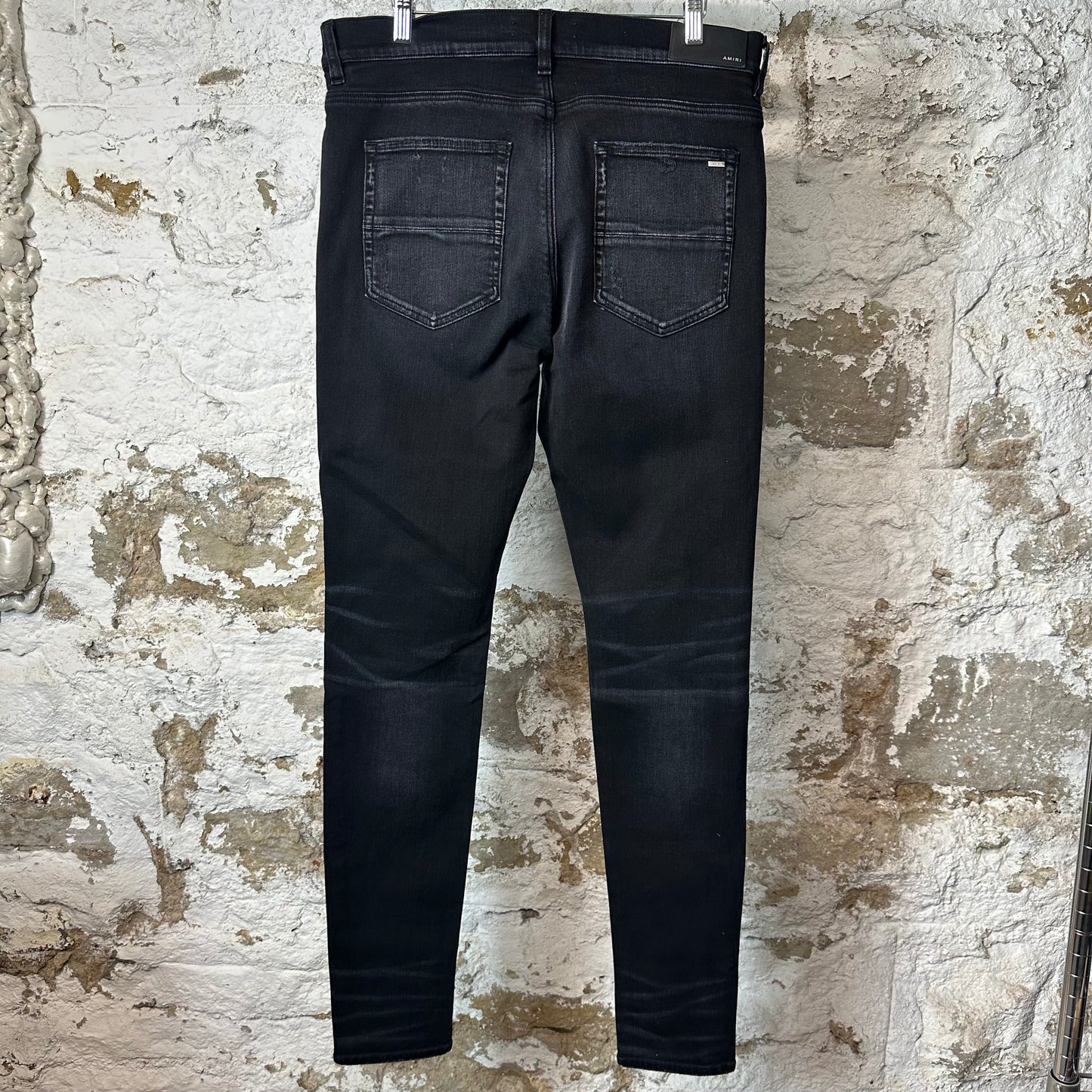 Amiri MX1 Black White Woven Black Denim Jeans Sz 36