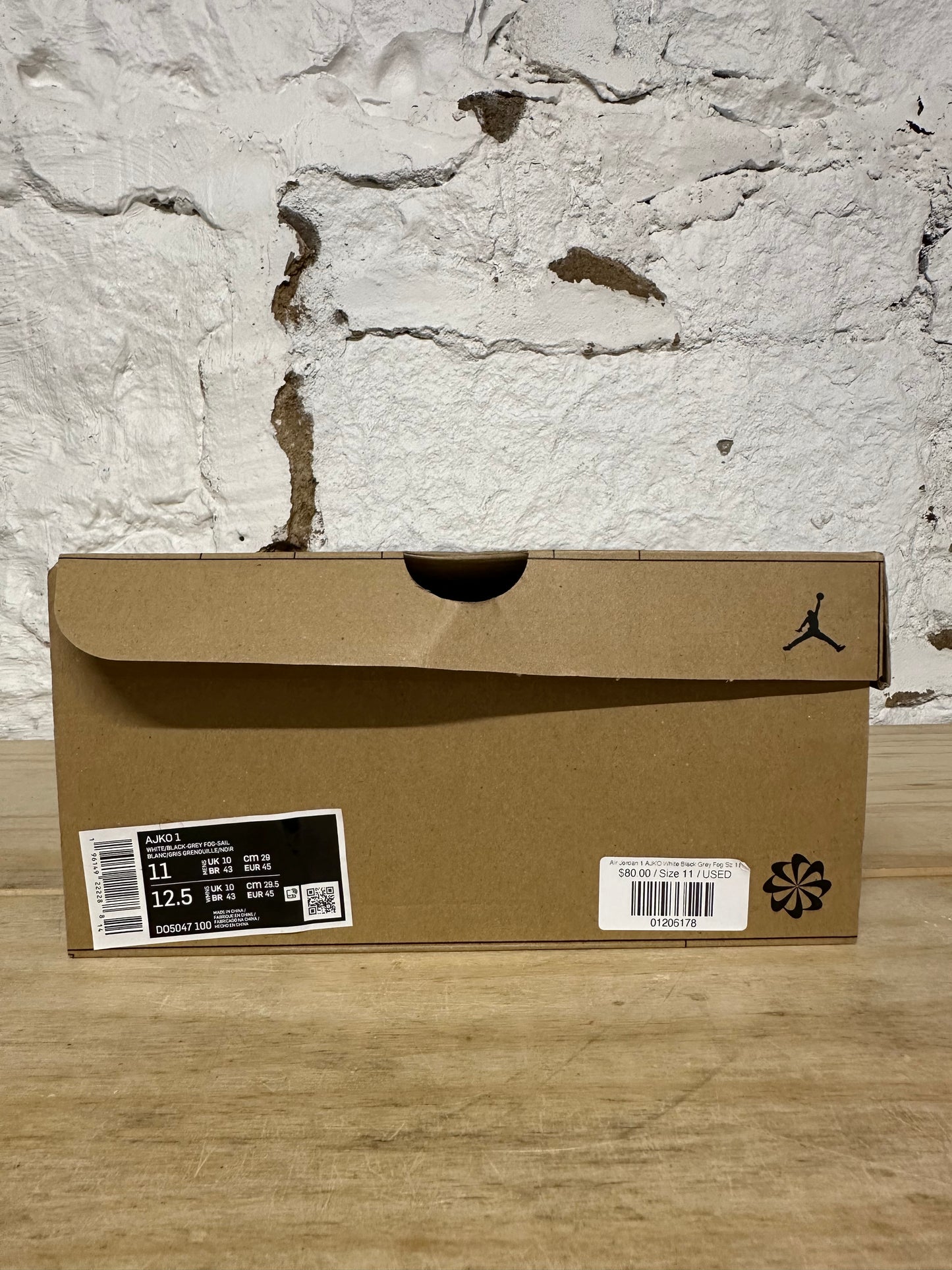 Air Jordan 1 AJKO White Black Grey Fog Sz 11