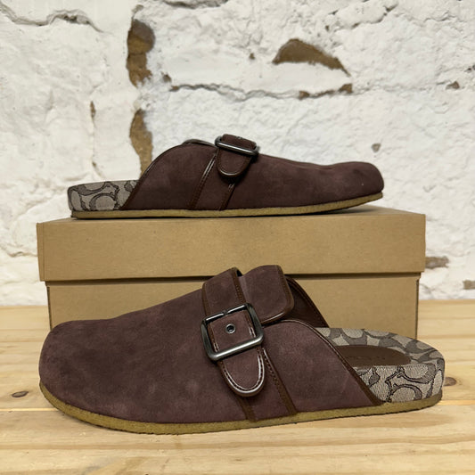 Coach Archive Buckle Burgundy Clog Sz 13
