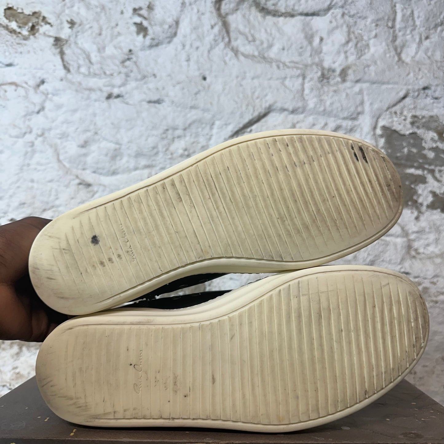 Rick Owens High Black Leather Milk Sneaker Sz 10 (43)